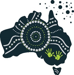 A map of Australia with Aboriginal and Torres Strait Islander artwork on it.