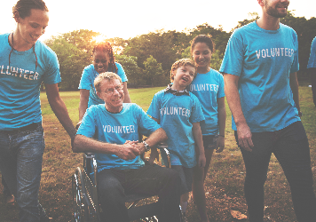 People with disability working as volunteers.