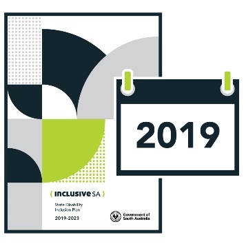 The cover of Inclusive SA and a calendar icon with 2019 on it. 