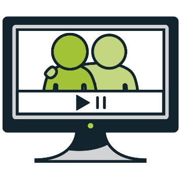 A screen showing a video of someone supporting another person.