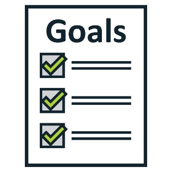Document with the title 'Goals' with checkboxes on it.