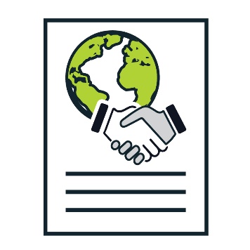 A UN Convention document that has an icon of 2 people shaking hands and world map.