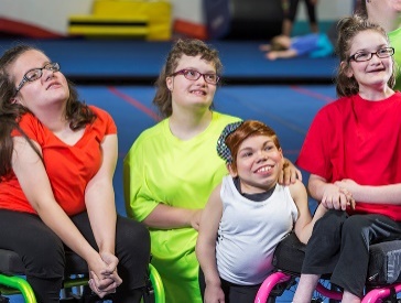 A group of people with disability at a sports centre.