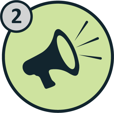 An icon of a megaphone with the number 2 above it.