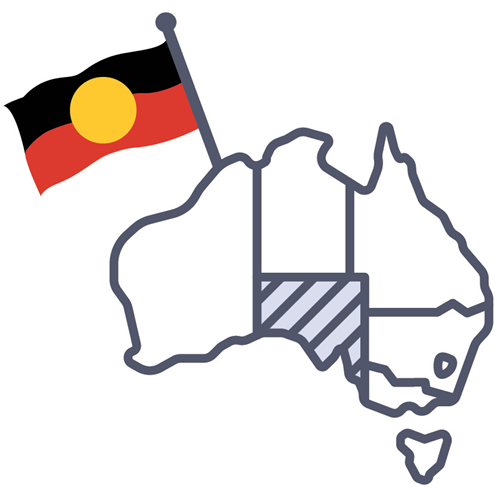 A map of Australia with South Australia highlighted, and an Aboriginal flag.