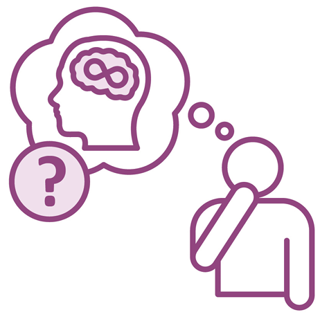 A person thinking, with a thought bubble showing an autism icon and a question mark.