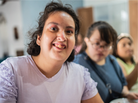 Some Autistic girls sitting together.